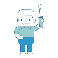 funny builder with screwdriver avatar character
