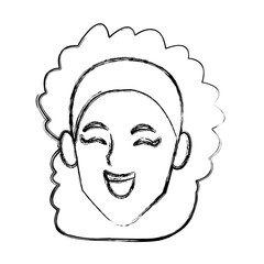 Woman face smiling cartoon icon vector illustration graphic design
