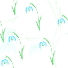 Fototapeta premium seamless pattern of painted watercolor snowdrops on white background