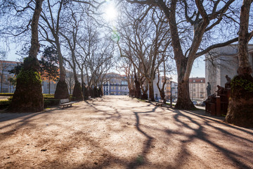 Porto, Portugal, park in the historic center of the city. Beautiful city landscape