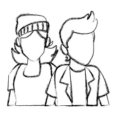 Couple of friends cartoon icon vector illustration graphic design