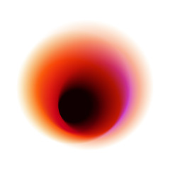  Red radial spot with round marsala colored vector texture. Black gradient hole isolated on white background. Orange blurred blot pattern.