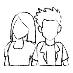 Couple of friends cartoon icon vector illustration graphic design