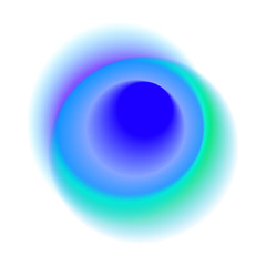 Turquoise radial hole with round peacock colored texture. Blue gradient circle isolated on white background. Green blurred spot vector pattern.