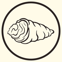 Sign of cake with cream vector image. Cream roll pastry icon minimal style. Dessert template, symbol, emblem for print, flat style. Outline stamp. Logo for cafe, confectionery, food apps and websites.