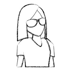 Woman with sunglasses cartoon icon vector illustration graphic design