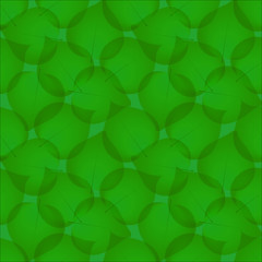 Green abstract leaves seamless vector pattern. Greenish leaf repeated tiles background. Transparent dense greenery overlapping texture.