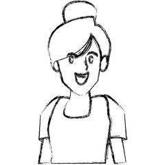 Woman profile smiling cartoon icon vector illustration graphic design