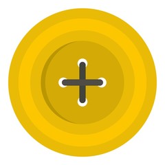 Obraz premium Yellow round sewing button icon isolated