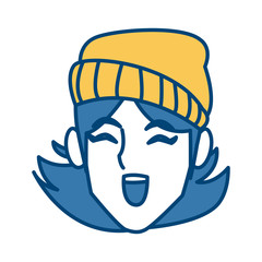 Woman face smiling cartoon icon vector illustration graphic design