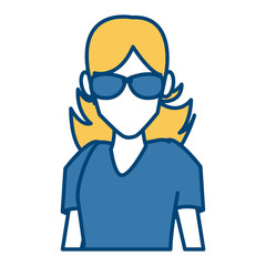 Woman with sunglasses cartoon icon vector illustration graphic design