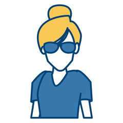 Woman with sunglasses cartoon icon vector illustration graphic design