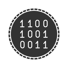 Coin with binary code glyph icon