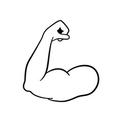 Muscle icon. Strong power. Muscle arm vector icon. Biceps. Bodybuilder. Fitness icon.