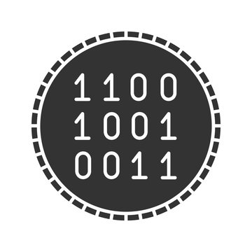 Coin with binary code glyph icon