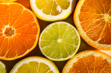 slices of oranges, lemons, limes and mandarins
