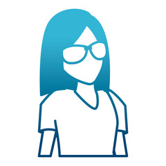 Woman with sunglasses cartoon icon vector illustration graphic design