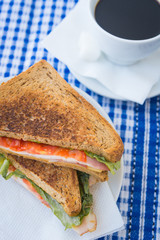 Toasted sandwiches with tomato and ham