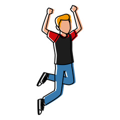 Man happy jumping cartoon icon vector illustration graphic design