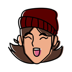 Woman face smiling cartoon icon vector illustration graphic design