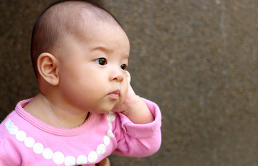 asian cute baby girl  face