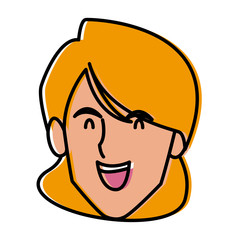 Woman face smiling cartoon icon vector illustration graphic design