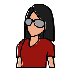 Woman with sunglasses cartoon icon vector illustration graphic design