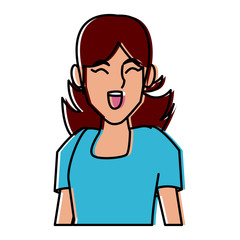 Woman profile smiling cartoon icon vector illustration graphic design