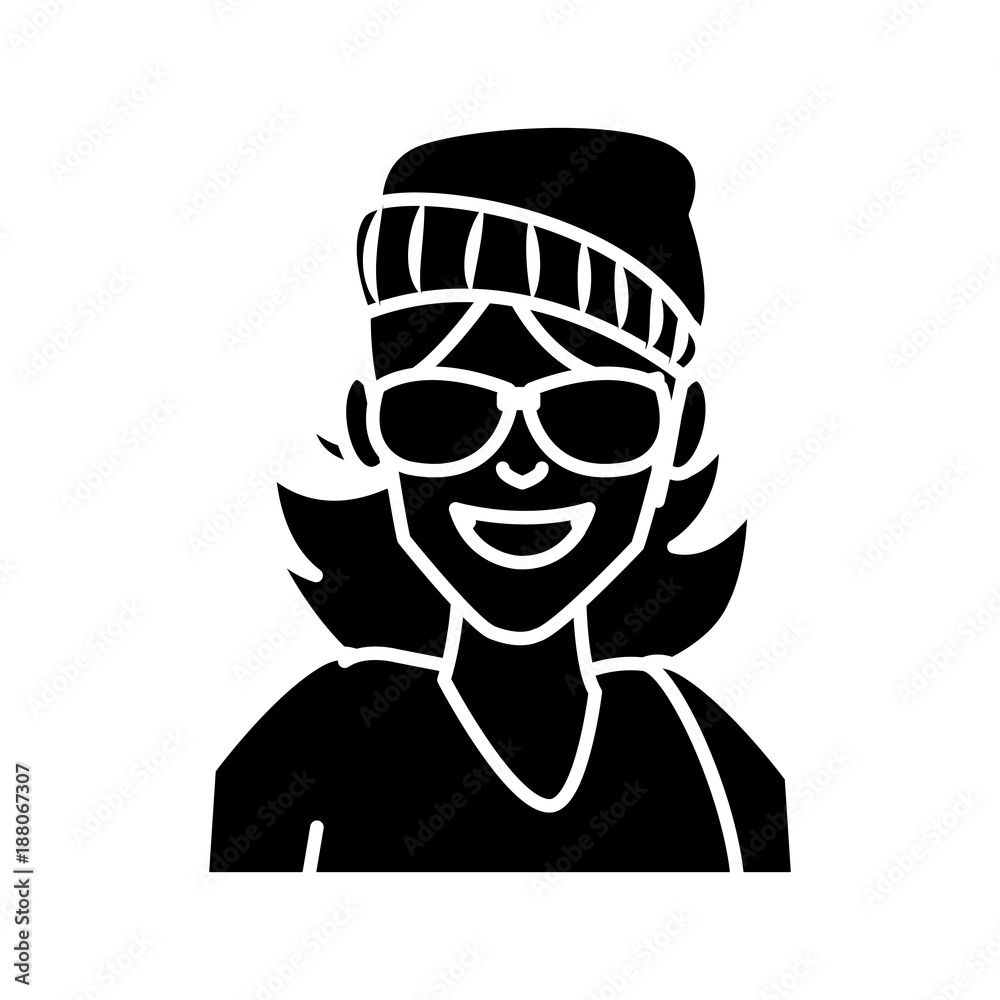 Wall mural Woman with sunglasses cartoon icon vector illustration graphic design