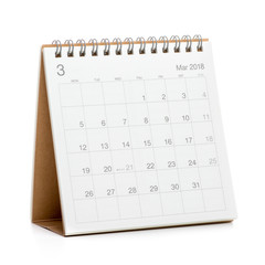 Minimal desk calendar 2018 isolated