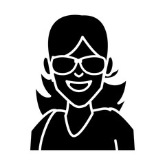 Woman with sunglasses cartoon icon vector illustration graphic design