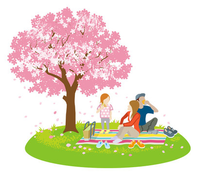 Family picnic in spring nature -Clip art
