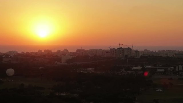 Aerial view of Tel Aviv at sunset