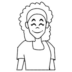Woman profile smiling cartoon icon vector illustration graphic design