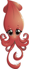cartoon cheerful squid