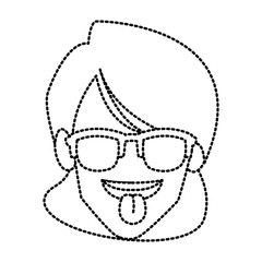 Woman with sunglasses and tongue out icon vector illustration graphic design