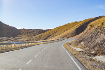 Road to the mountain autumn