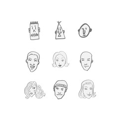 얼굴의 표정 / 손으로 그림 이모티콘 모음