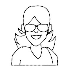 Woman with sunglasses cartoon icon vector illustration graphic design