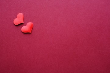 Love Valentines day background with red hearts. copy space.
