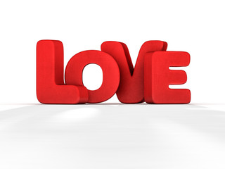 Word love over background with reflection. 3D