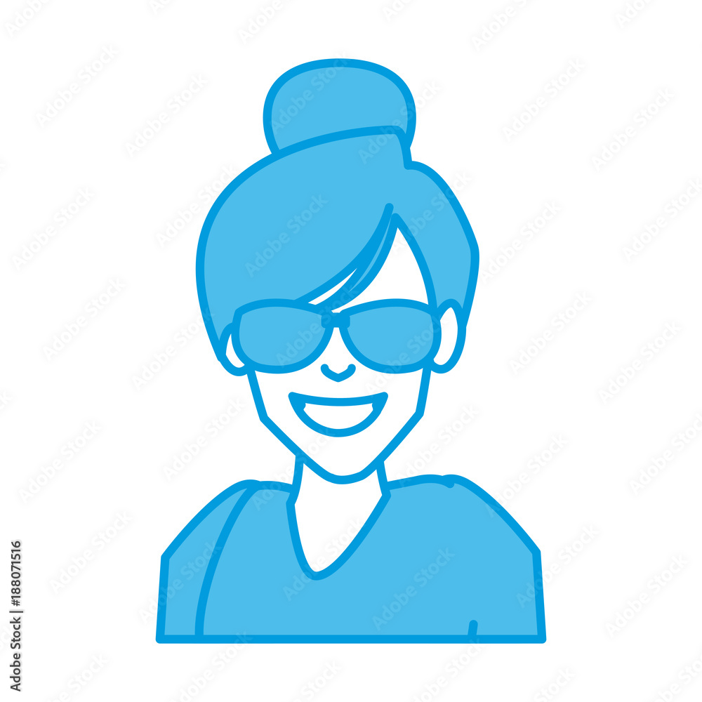 Wall mural Woman with sunglasses cartoon icon vector illustration graphic design