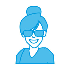 Woman with sunglasses cartoon icon vector illustration graphic design
