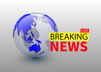 Breaking news, world news backgorund with planet, TV news design. Vector