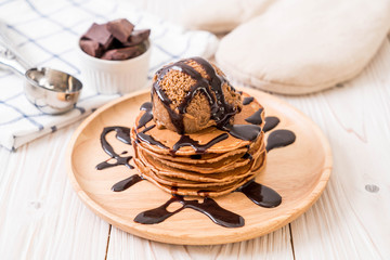 pancake with chocolate ice-cream