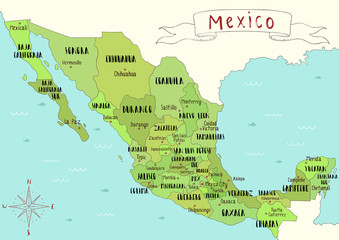 Illustrated map of Mexico