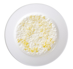 Rice porridge with melted butter.