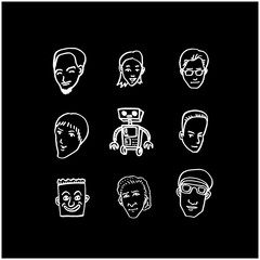 얼굴 일러스트 / 손으로 그린 이모티콘 모음