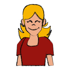 Woman profile smiling cartoon icon vector illustration graphic design