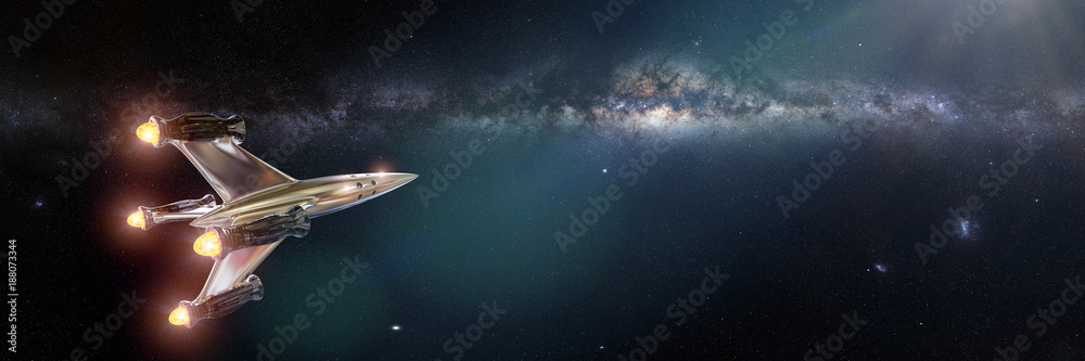 Canvas Prints spaceship in front of the milky way galaxy